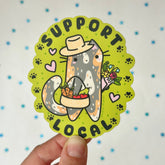 “Support Local” Farmers Market Cat Vinyl Sticker